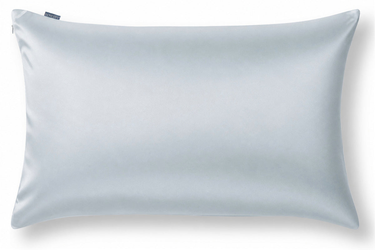 RENESSY Organic Silk Pillowcase 50x75cm, 100% Mulberry Silk, 22 Momme – Light Blue