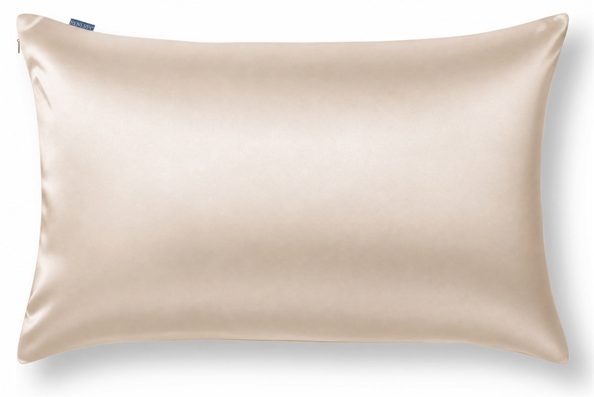 RENESSY Organic Silk Pillowcase 50x75cm, 100% Mulberry Silk, 22 Momme – Champagne