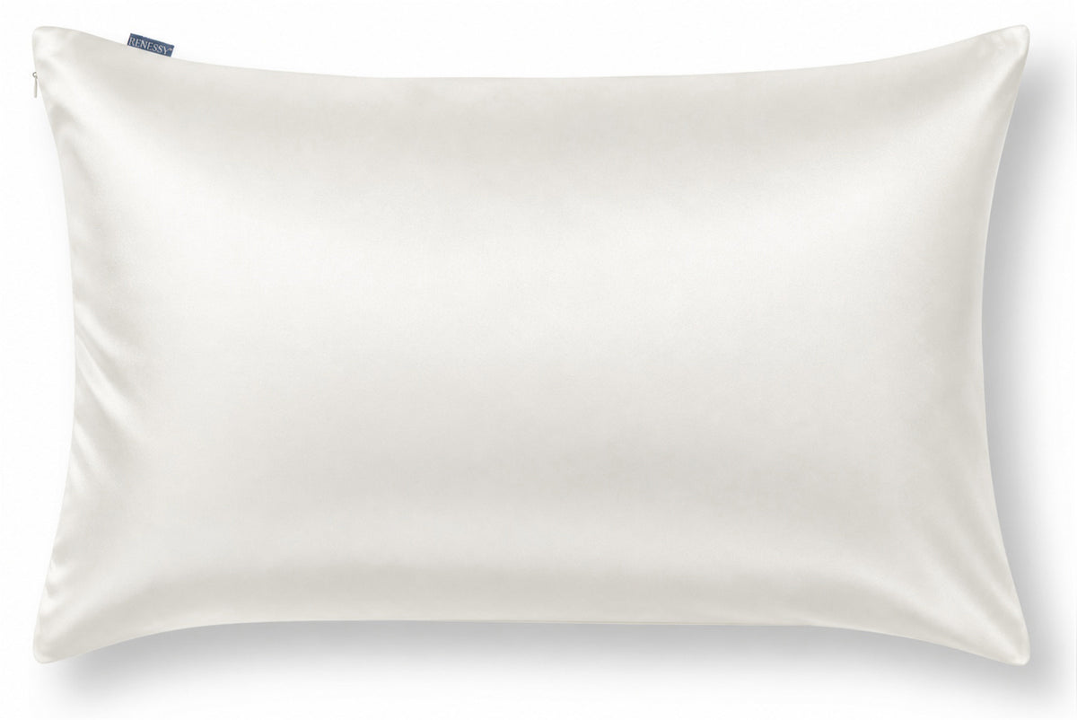 RENESSY Organic Silk Pillowcase 50x75cm, 100% Mulberry Silk, 22 Momme – Natural White (Undyed)